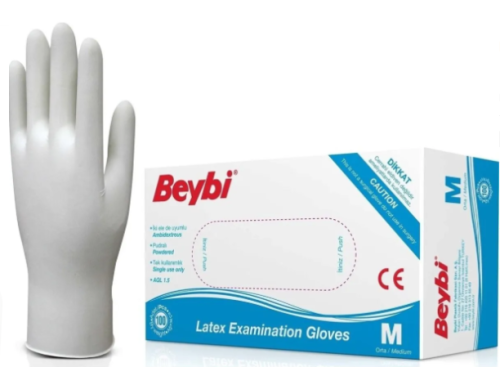 Beybi Latex Muayene Eldiveni Pudralı Medium 100lü - 1