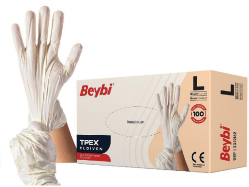 Beybi TPEX Eldiven krem large -100 lü kutu - 1
