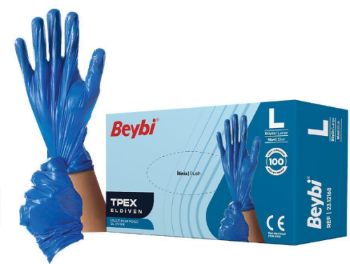 Beybi TPEX Eldiven Mavi Large - 100lü Kutu - 1