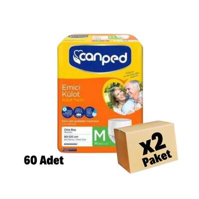 CANPED EMİCİ KÜLOT ORTA (MEDİUM) HASTA BEZİ 60 Adet 2 Paket - 1