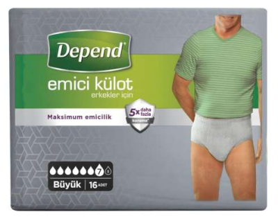 DEPEND ERKEK EMİCİ KÜLOT LARGE ( BÜYÜK BOY ) 16 LI - 