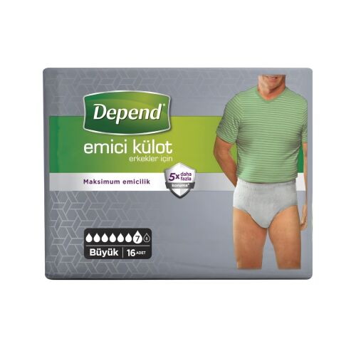 Depend Erkek Emici Külot Large ( Büyük Boy )16 lı - 1