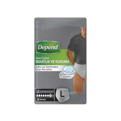 Depend Erkek Emici Külot Large ( Büyük Boy ) 8'li - Depend