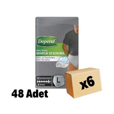 Depend Erkek Hasta Bezi Large 48 Adet 6 Paket - 1