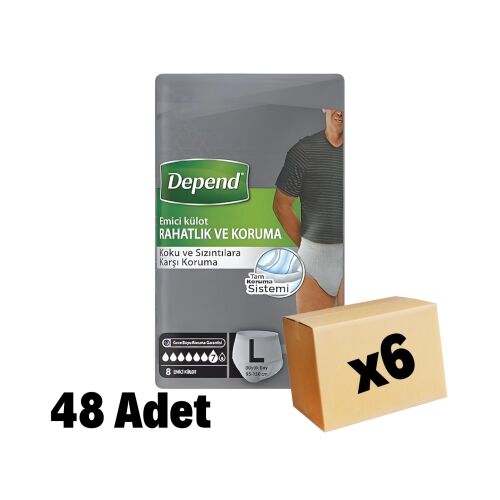 Depend Erkek Hasta Bezi Large 48 Adet 6 Paket - 1