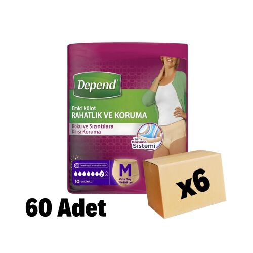 Depend Kadın Hasta Bezi Medium 60 Adet 6 Paket - 1