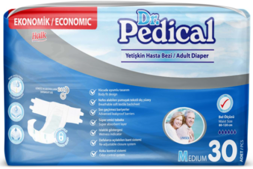 DR.PEDİCAL HASTA BEZİ BAĞLAMALI MEDİUM 30 ADET - 1