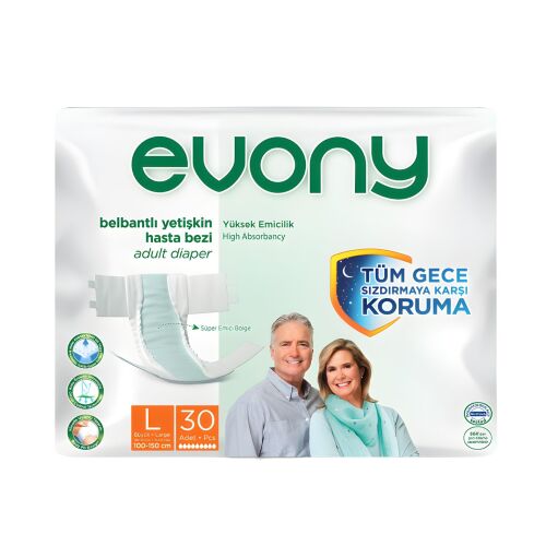 Evony Belbantlı Hasta Bezi Büyük Boy 30 Adet (4 paket) - 2