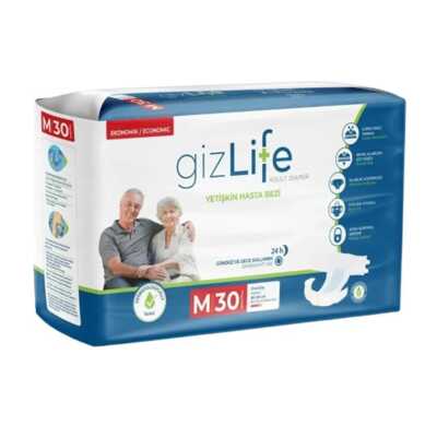 GİZLİFE YETİŞKİN HASTA BEZİ BEL BANTLI MEDİUM 30LU - GizLife