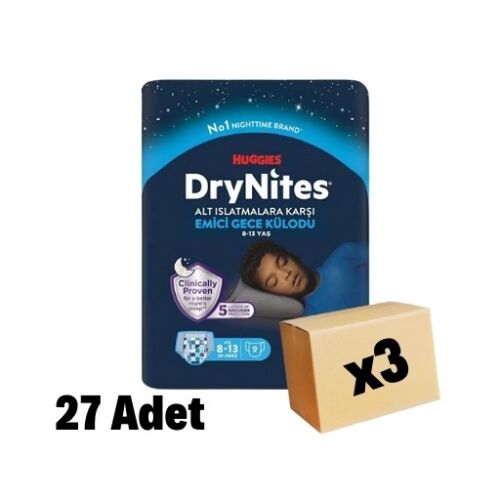 Huggies Drynites Büyük Erkek 8-13 Yaş 9'Lu 27 Adet 3 Paket - 1