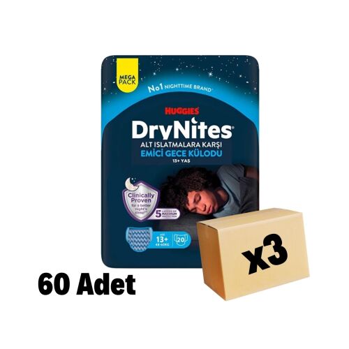 Huggies DryNites Emici Gece Külodu Yaş 13+ 48-60kg 60 Adet 3 Paket - 1