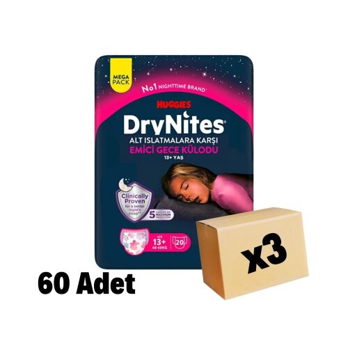 Huggies DryNites Emici Gece Külodu Yaş 13+ 48-60kg 60 Adet 3 Paket - 1