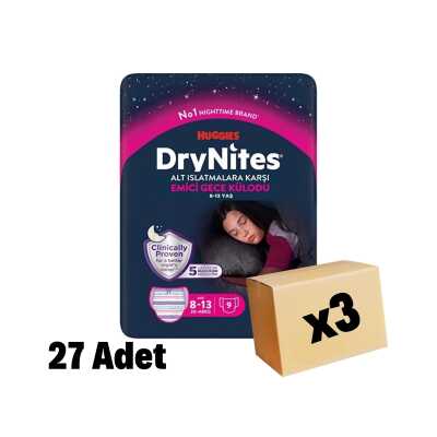 Huggies Drynites Gece Külodu Kız 8-13 Yaş 9'Lu 27 Adet 3 Paket - 1