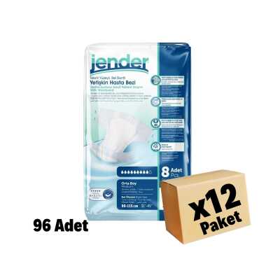 Jender Bel Bantlı Hasta Bezi 8 Li Medium 96 Adet 12 Paket - 1