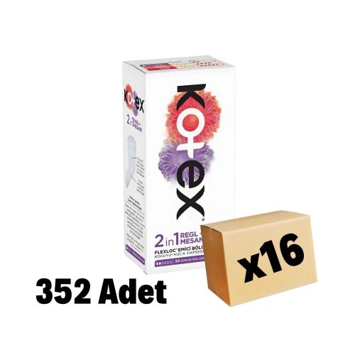 Kotex 2IN1 Ekstra Uzun Günlük Ped 352 Adet 16 Paket - 1