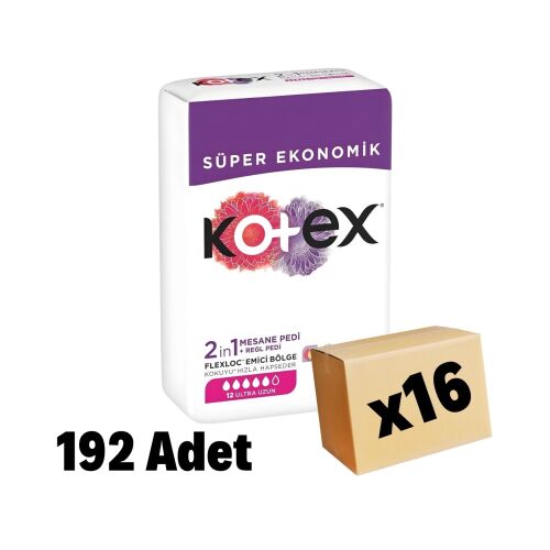 Kotex 2in1 Mesane + Regl Ekstra Ultra Uzun Ped 192 Adet 16 Paket - 1