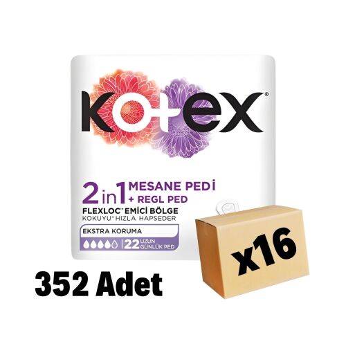 Kotex 2IN1 Regl-Mesane Günlük Ped 352 Adet 16 Paket - 1