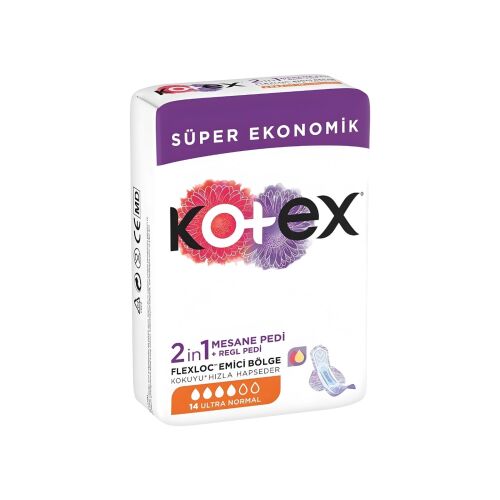 Kotex 2IN1 Regl-Mesane Ultra Normal Ped 224 Adet 16 Paket - 2