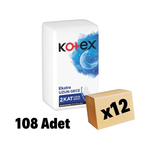 Kotex Ekstra Uzun Gece Ped 108 Adet 12 Paket - 1