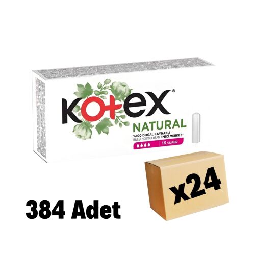 Kotex Natural Tampon Süper 384 Adet 24 Paket - 1
