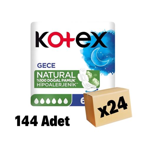 Kotex Natural Ultra Single Gece Ped 144 Adet 24 Paket - 1