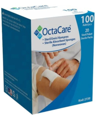 OCTACARE STERİL GAZ KOMPRES 7,5*7,5 100 LÜ SPANÇ - OctaCare
