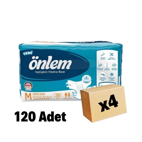 Önlem Hasta Bezi Belbantlı Pamuklu Tekstil Yüzey Medium 120 Adet 4 Paket - 1